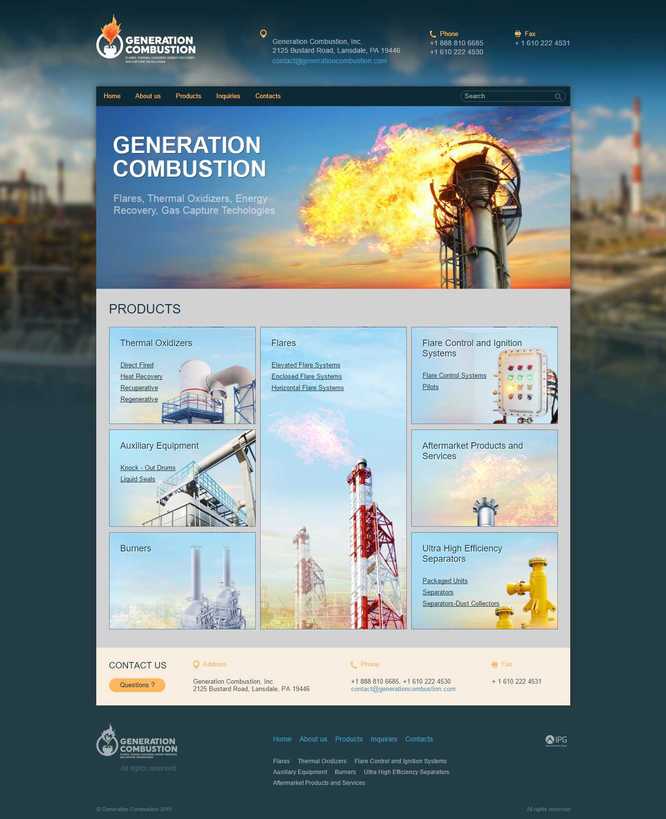 корпоративный сайт компании "generation combustion"